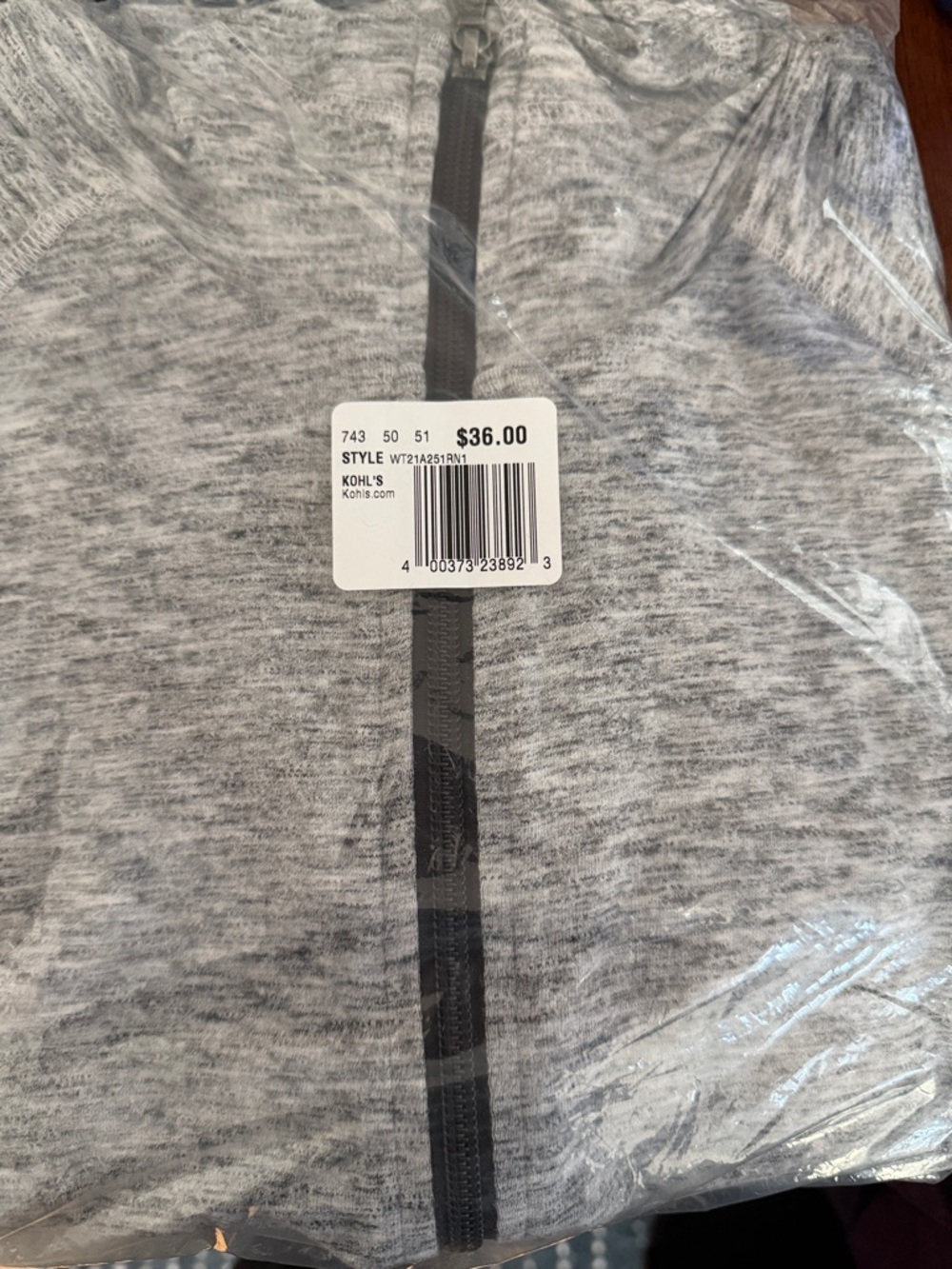 Kohl's Women's Heather Gray Full-Zip Hoodie with Dark Zip
